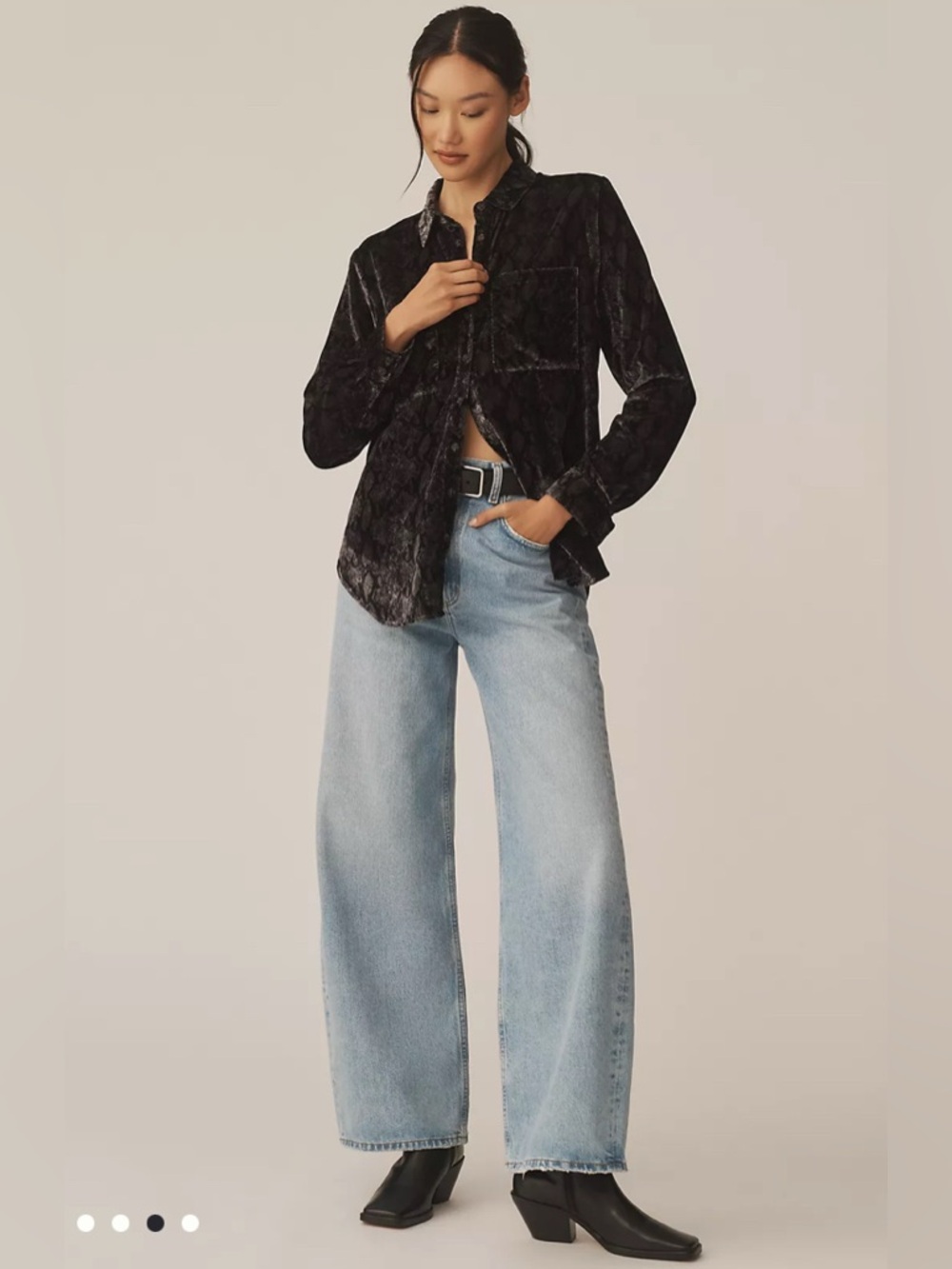 Anthropologie The Hadley Relaxed Buttondown Shirt by Pilcro: Velvet Edition - Picture 3 of 10